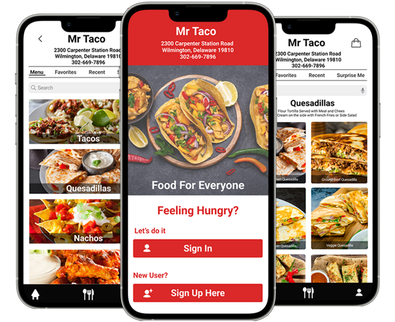 MyFood project screens